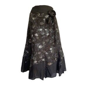 Misha Gypsy Fairy Goth Metallic Asymmetrical Boho Deconstructed Skirt Black